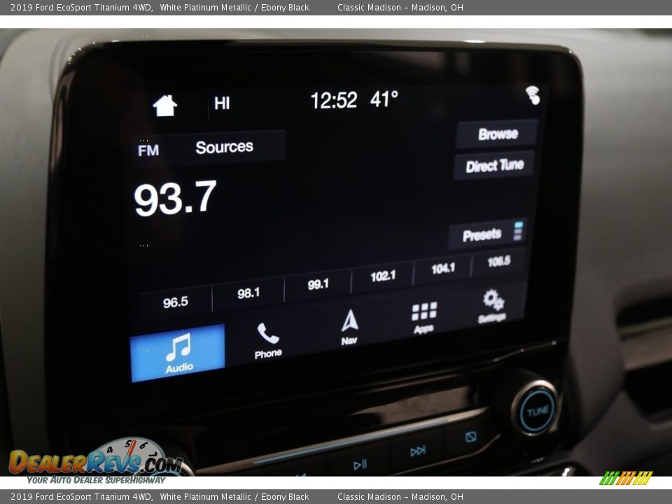 2019 Ford EcoSport Titanium 4WD White Platinum Metallic / Ebony Black Photo #10