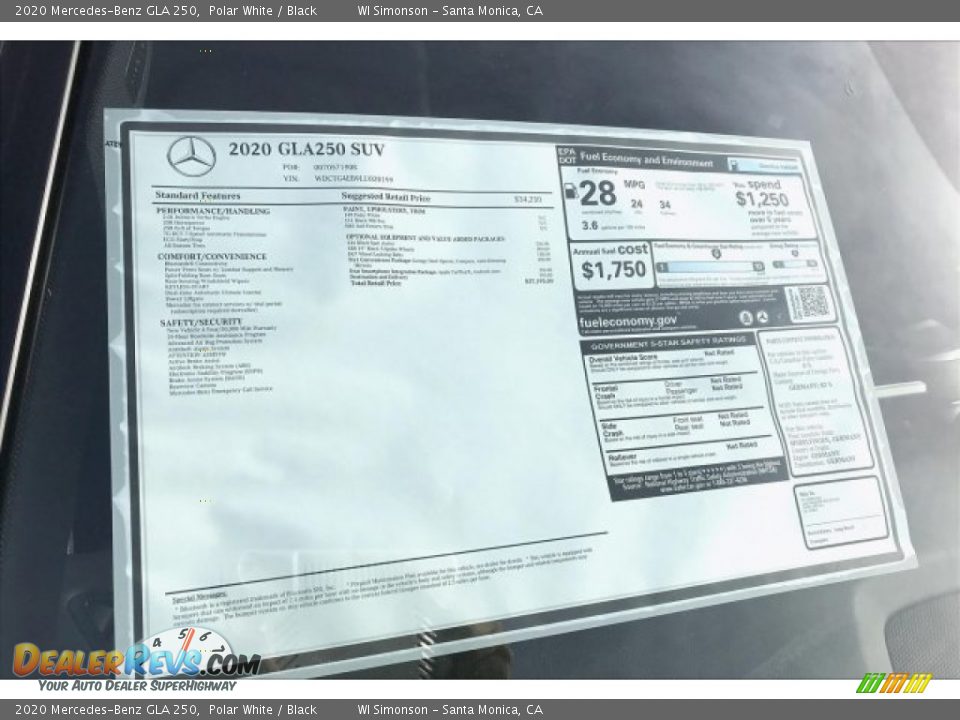 2020 Mercedes-Benz GLA 250 Polar White / Black Photo #10