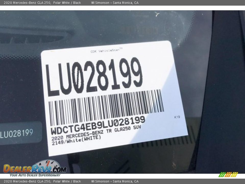 2020 Mercedes-Benz GLA 250 Polar White / Black Photo #11