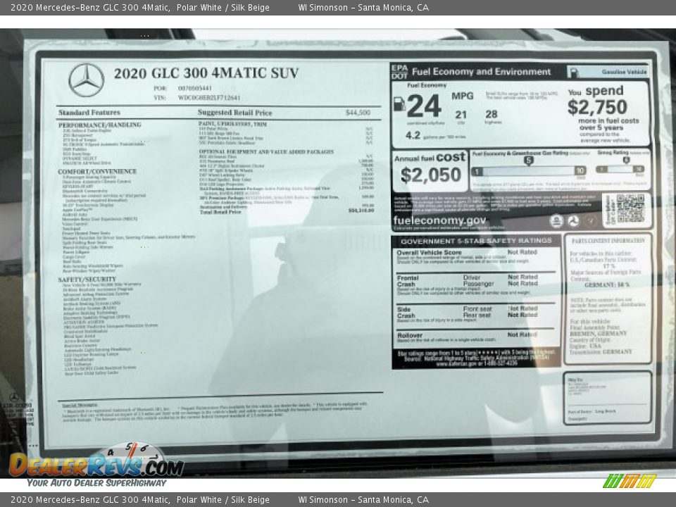 2020 Mercedes-Benz GLC 300 4Matic Window Sticker Photo #10