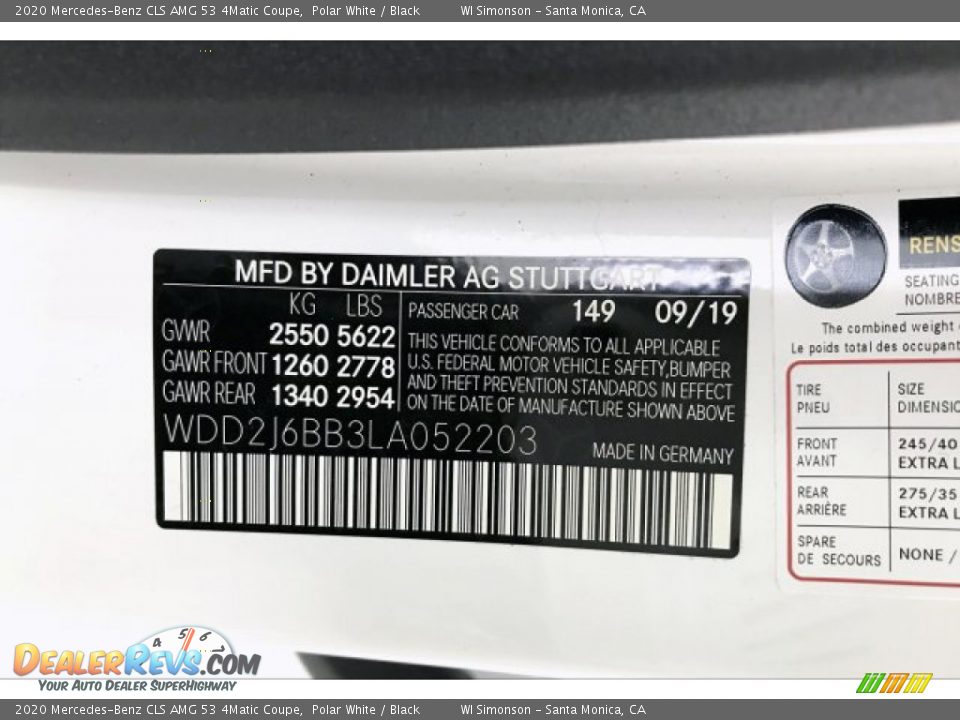 2020 Mercedes-Benz CLS AMG 53 4Matic Coupe Polar White / Black Photo #24