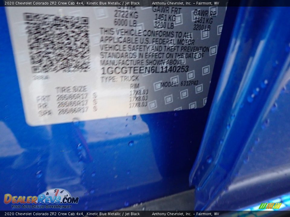 2020 Chevrolet Colorado ZR2 Crew Cab 4x4 Kinetic Blue Metallic / Jet Black Photo #15