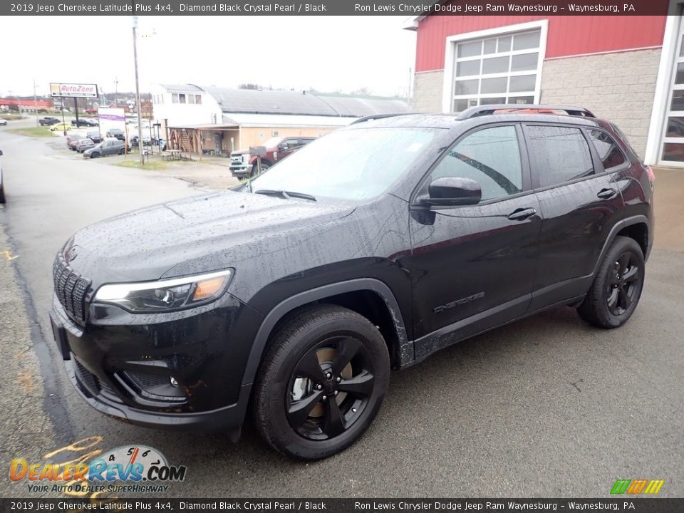 2019 Jeep Cherokee Latitude Plus 4x4 Diamond Black Crystal Pearl / Black Photo #1