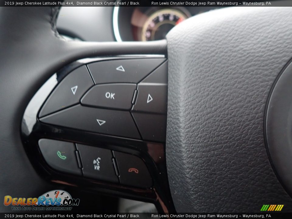 2019 Jeep Cherokee Latitude Plus 4x4 Diamond Black Crystal Pearl / Black Photo #19