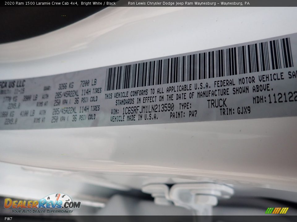 Ram Color Code PW7 Bright White