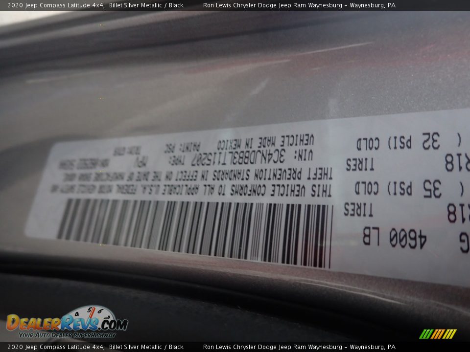2020 Jeep Compass Latitude 4x4 Billet Silver Metallic / Black Photo #13