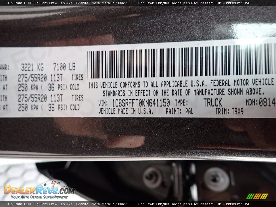2019 Ram 1500 Big Horn Crew Cab 4x4 Granite Crystal Metallic / Black Photo #15