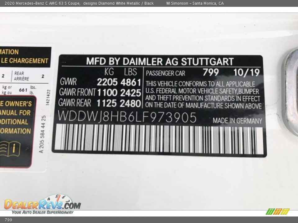 Mercedes-Benz Color Code 799 designo Diamond White Metallic