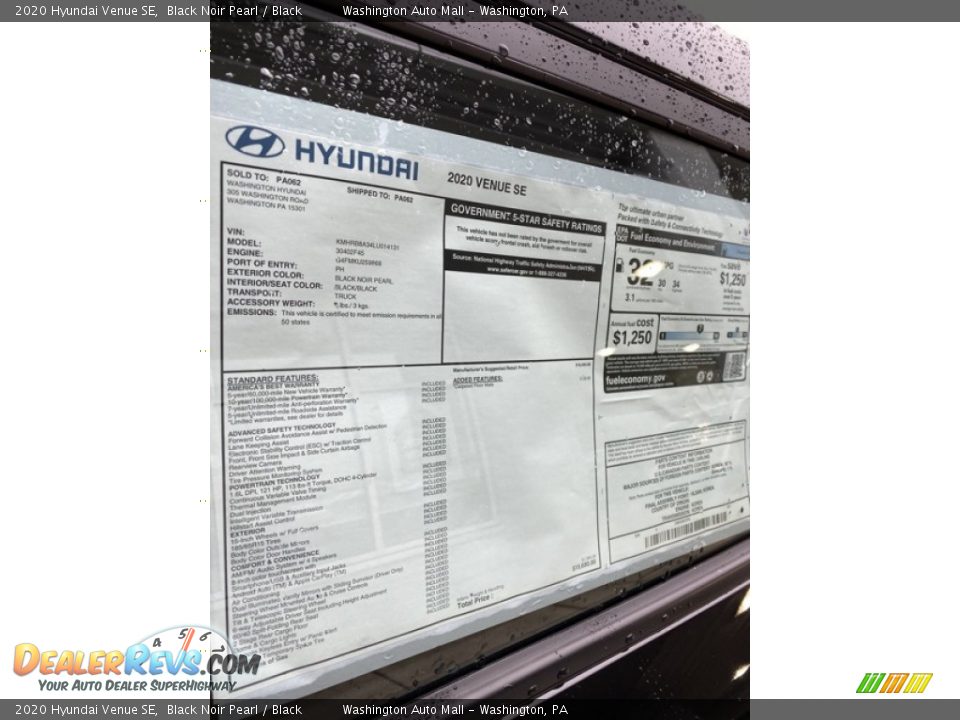 2020 Hyundai Venue SE Window Sticker Photo #16