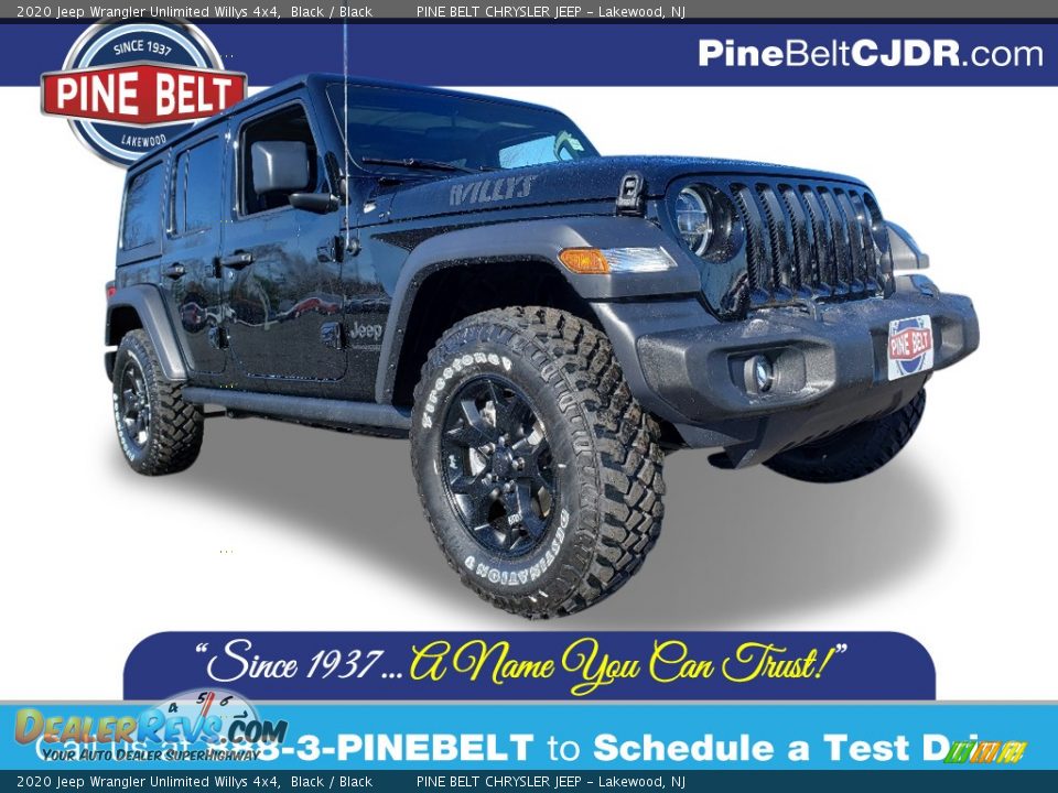 2020 Jeep Wrangler Unlimited Willys 4x4 Black / Black Photo #1