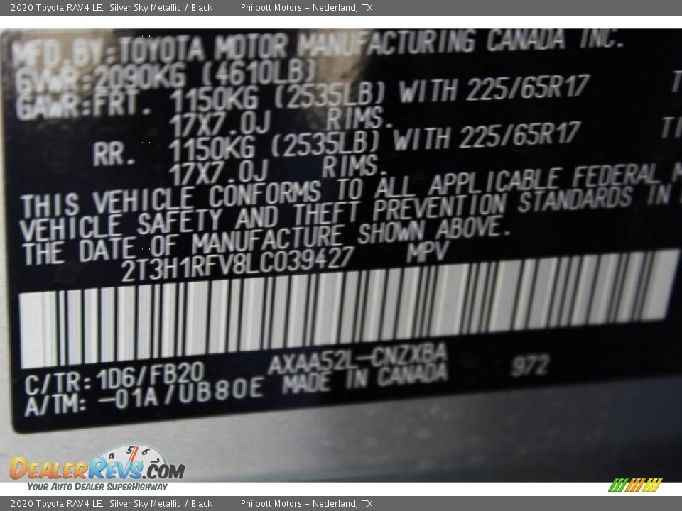 2020 Toyota RAV4 LE Silver Sky Metallic / Black Photo #24