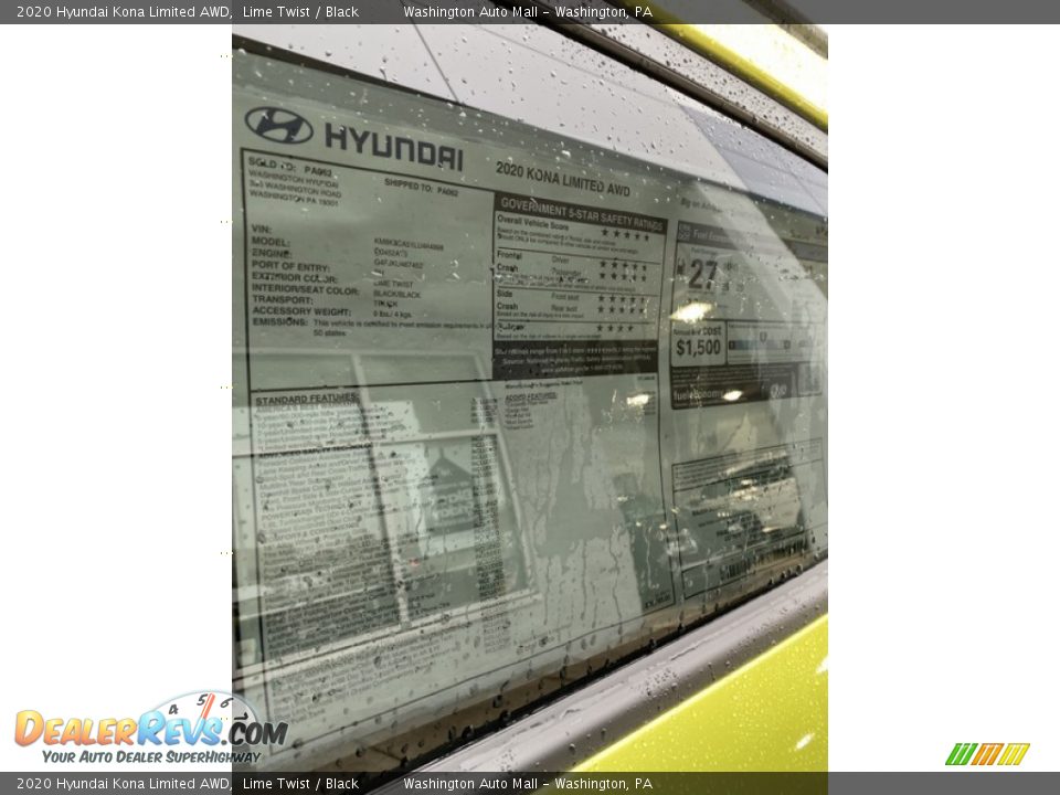 2020 Hyundai Kona Limited AWD Lime Twist / Black Photo #16