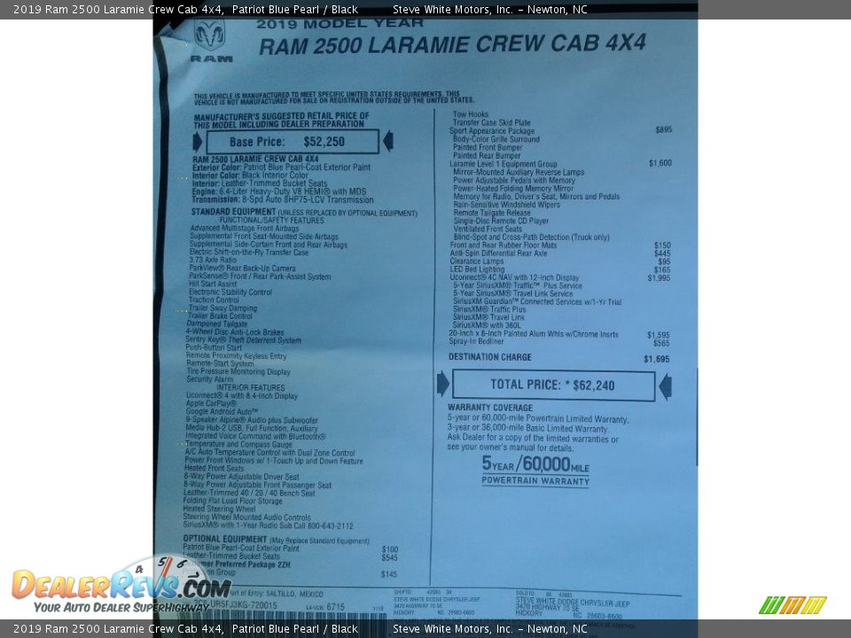 2019 Ram 2500 Laramie Crew Cab 4x4 Patriot Blue Pearl / Black Photo #34