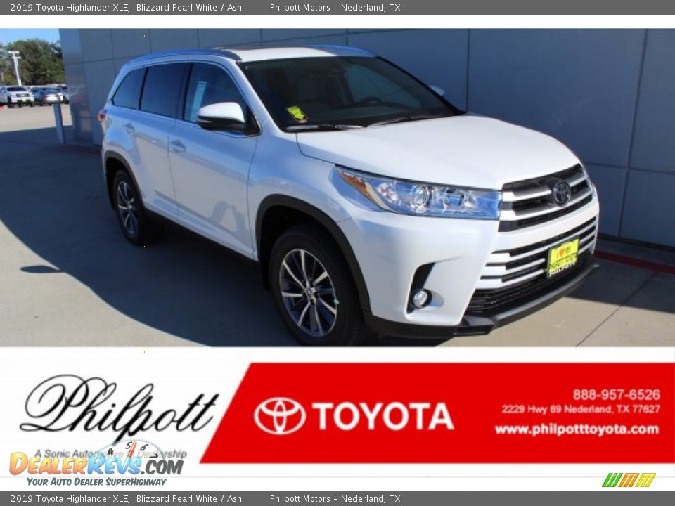 2019 Toyota Highlander XLE Blizzard Pearl White / Ash Photo #1