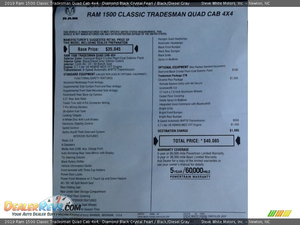 2019 Ram 1500 Classic Tradesman Quad Cab 4x4 Diamond Black Crystal Pearl / Black/Diesel Gray Photo #28