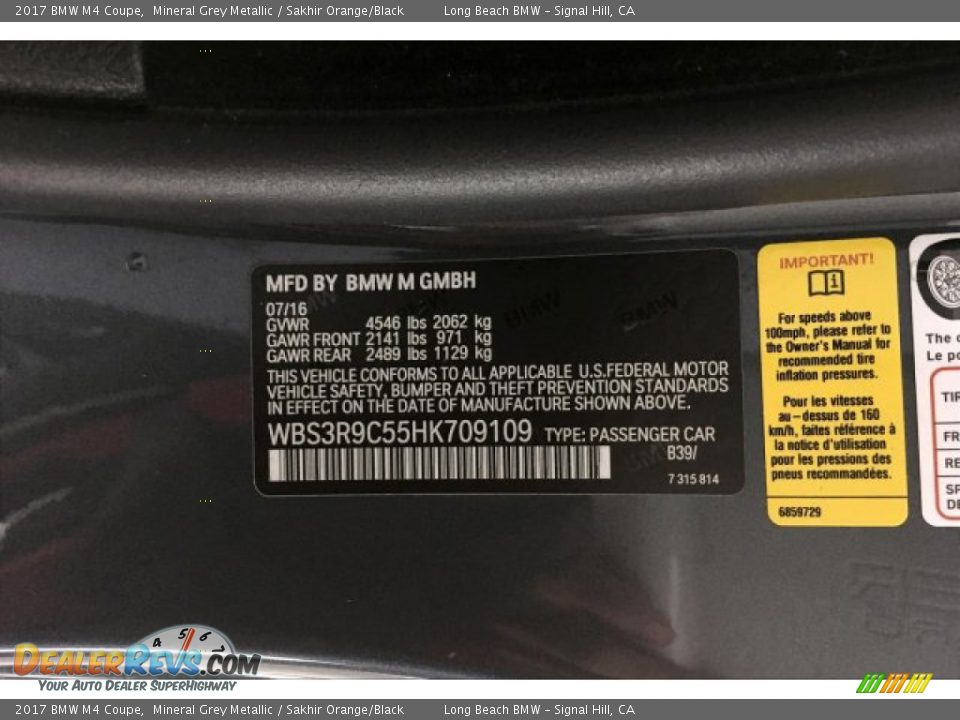 2017 BMW M4 Coupe Mineral Grey Metallic / Sakhir Orange/Black Photo #19