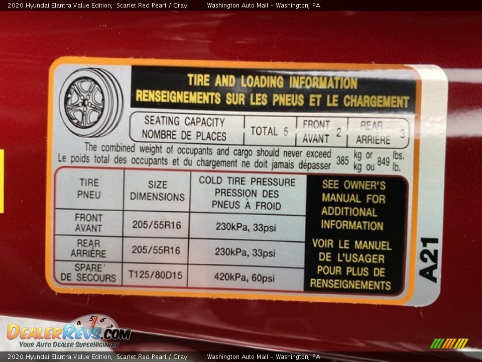 2020 Hyundai Elantra Value Edition Scarlet Red Pearl / Gray Photo #9