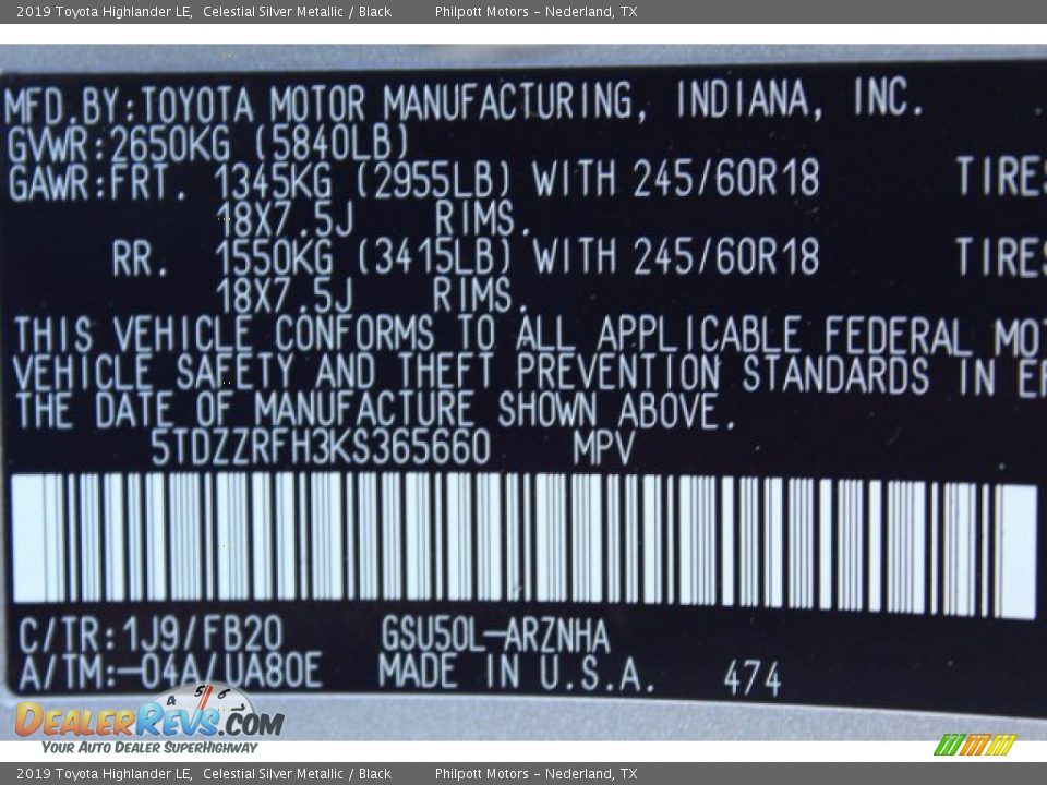 2019 Toyota Highlander LE Celestial Silver Metallic / Black Photo #26