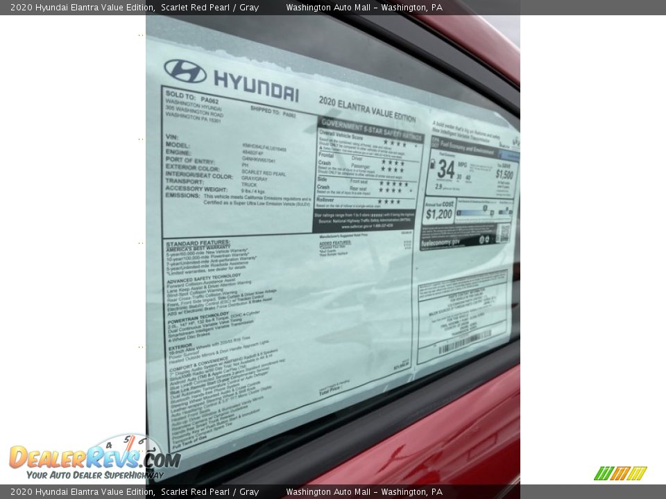 2020 Hyundai Elantra Value Edition Scarlet Red Pearl / Gray Photo #16