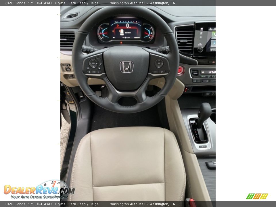 2020 Honda Pilot EX-L AWD Crystal Black Pearl / Beige Photo #13