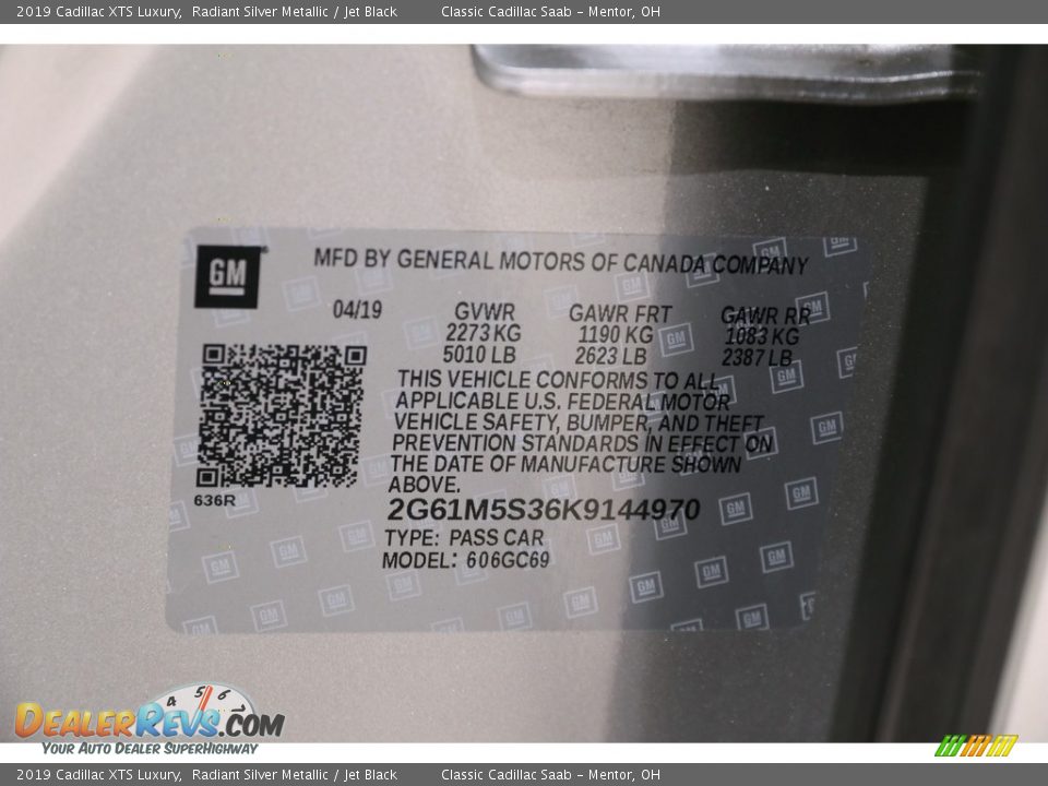 2019 Cadillac XTS Luxury Radiant Silver Metallic / Jet Black Photo #22