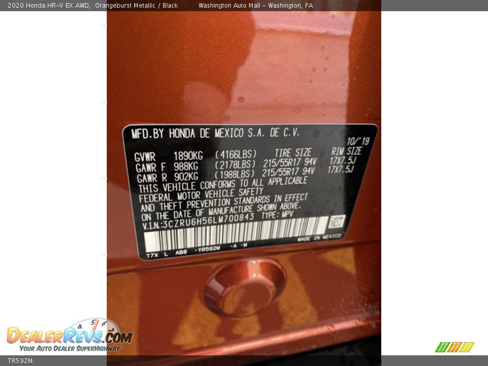 Honda Color Code TR592M Orangeburst Metallic