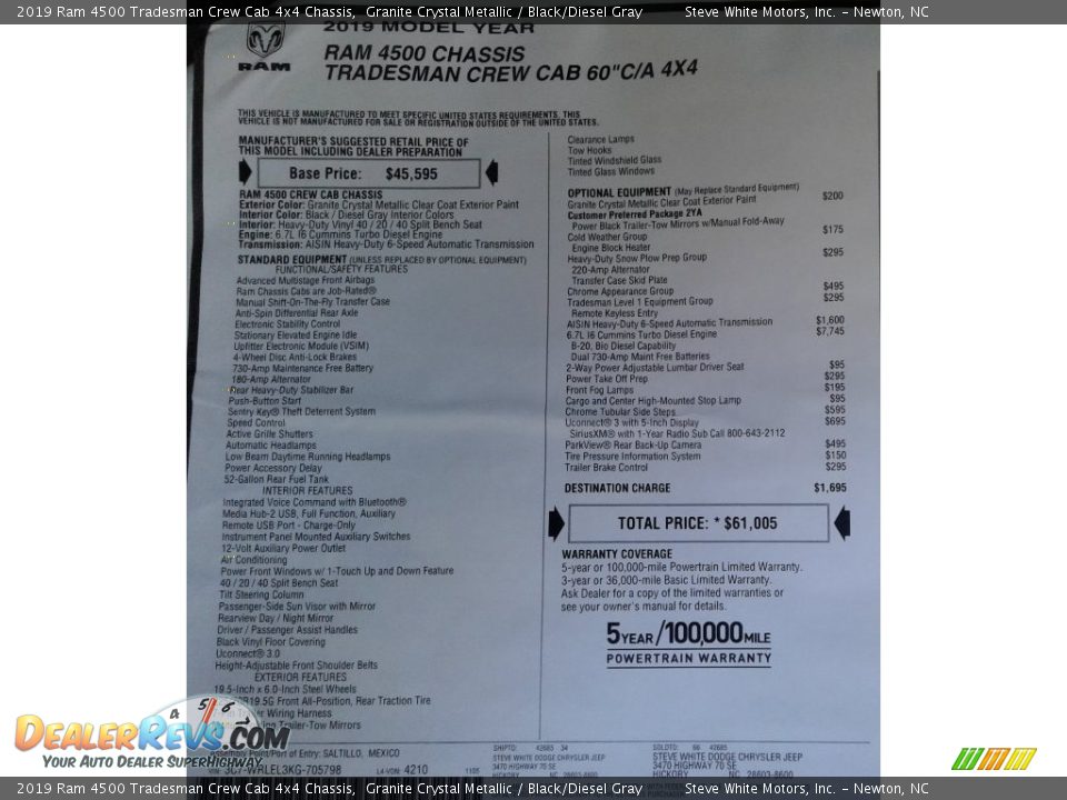 2019 Ram 4500 Tradesman Crew Cab 4x4 Chassis Granite Crystal Metallic / Black/Diesel Gray Photo #28