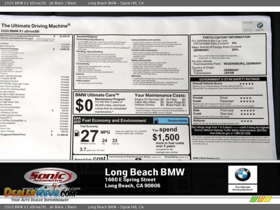 2020 BMW X1 sDrive28i Jet Black / Black Photo #10