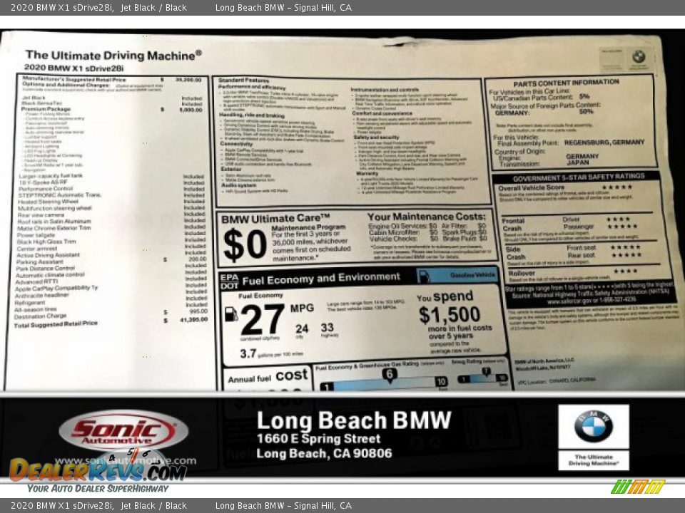 2020 BMW X1 sDrive28i Jet Black / Black Photo #10