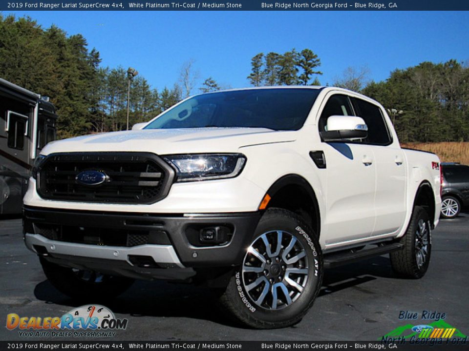 2019 Ford Ranger Lariat SuperCrew 4x4 White Platinum Tri-Coat / Medium Stone Photo #1