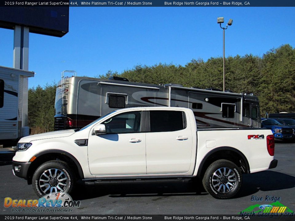 2019 Ford Ranger Lariat SuperCrew 4x4 White Platinum Tri-Coat / Medium Stone Photo #2