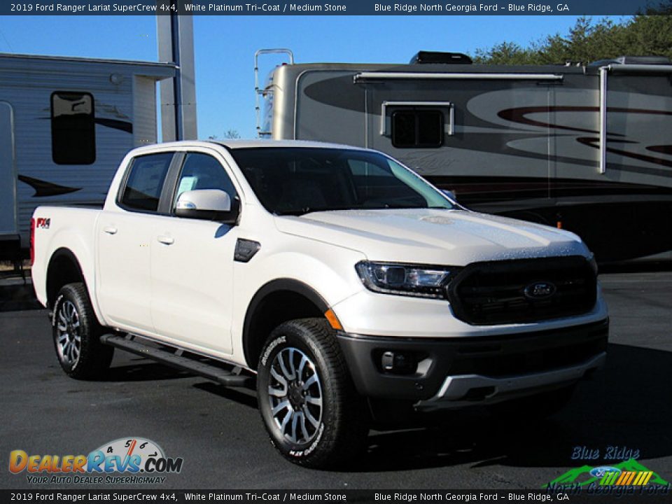 2019 Ford Ranger Lariat SuperCrew 4x4 White Platinum Tri-Coat / Medium Stone Photo #7