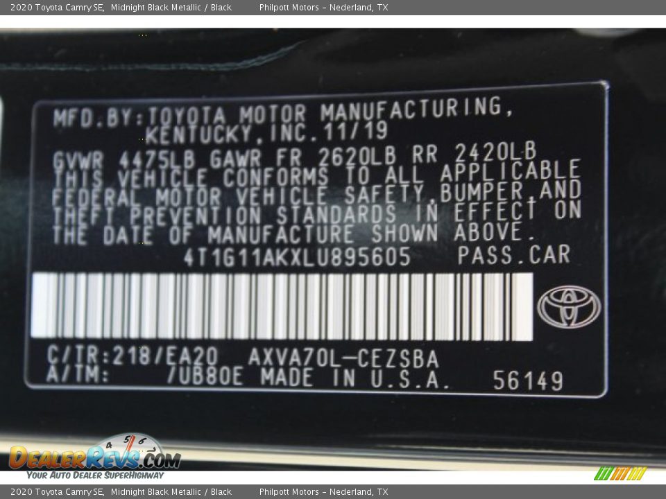 2020 Toyota Camry SE Midnight Black Metallic / Black Photo #25