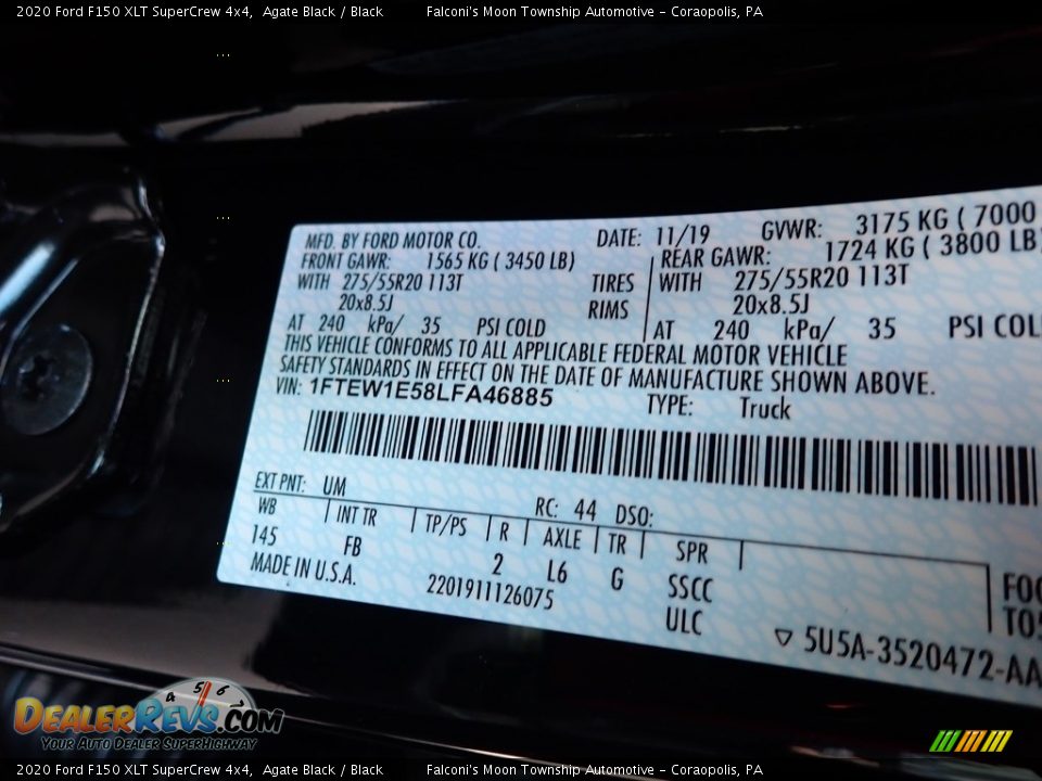 2020 Ford F150 XLT SuperCrew 4x4 Agate Black / Black Photo #12