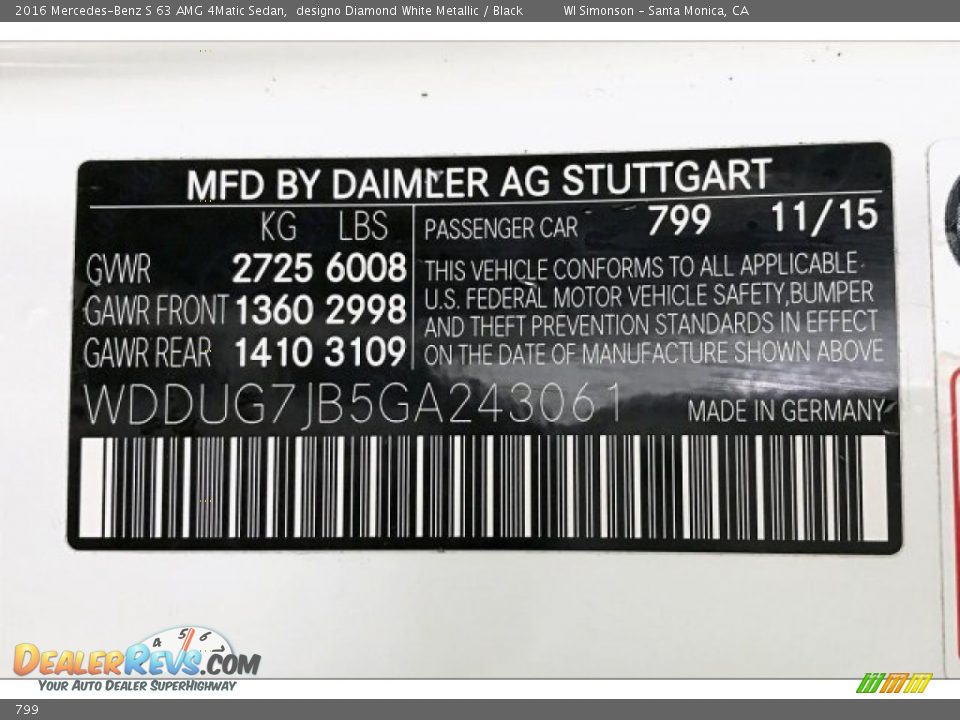 Mercedes-Benz Color Code 799 designo Diamond White Metallic