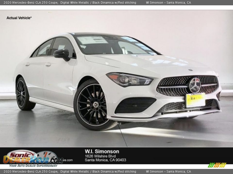2020 Mercedes-Benz CLA 250 Coupe Digital White Metallic / Black Dinamica w/Red stitching Photo #1