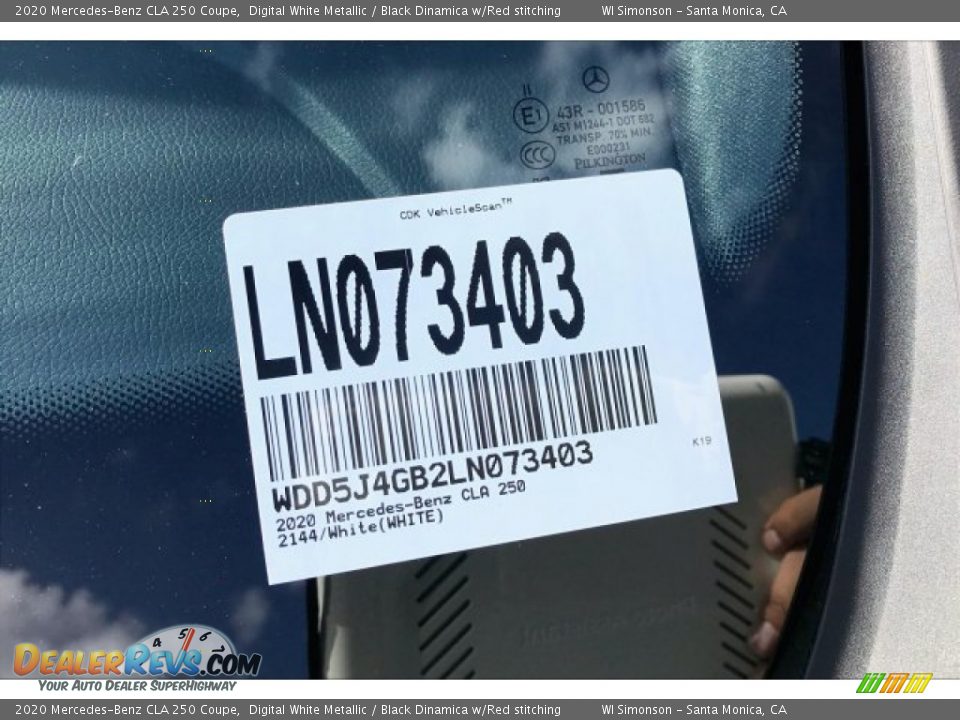 2020 Mercedes-Benz CLA 250 Coupe Digital White Metallic / Black Dinamica w/Red stitching Photo #11