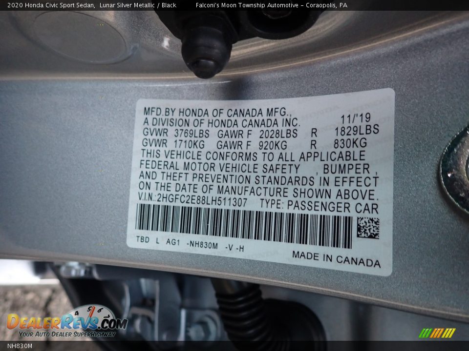 Honda Color Code NH830M Lunar Silver Metallic