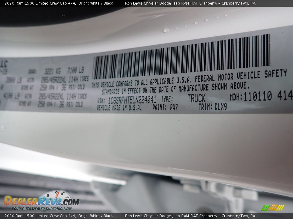 2020 Ram 1500 Limited Crew Cab 4x4 Bright White / Black Photo #14