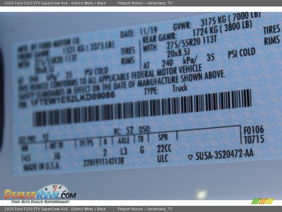 2020 Ford F150 STX SuperCrew 4x4 Oxford White / Black Photo #23