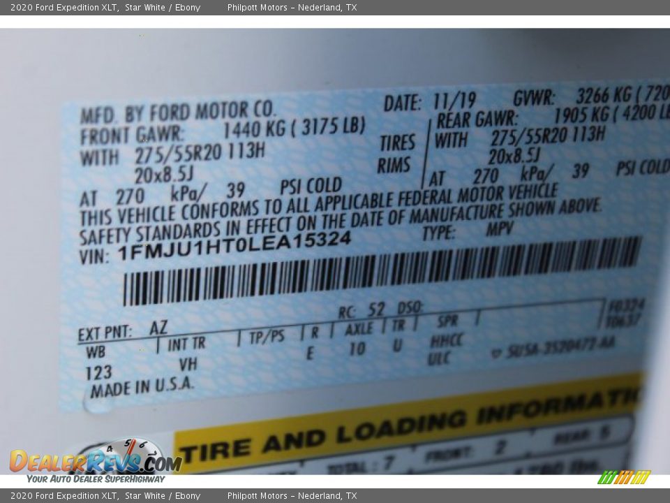 2020 Ford Expedition XLT Star White / Ebony Photo #26