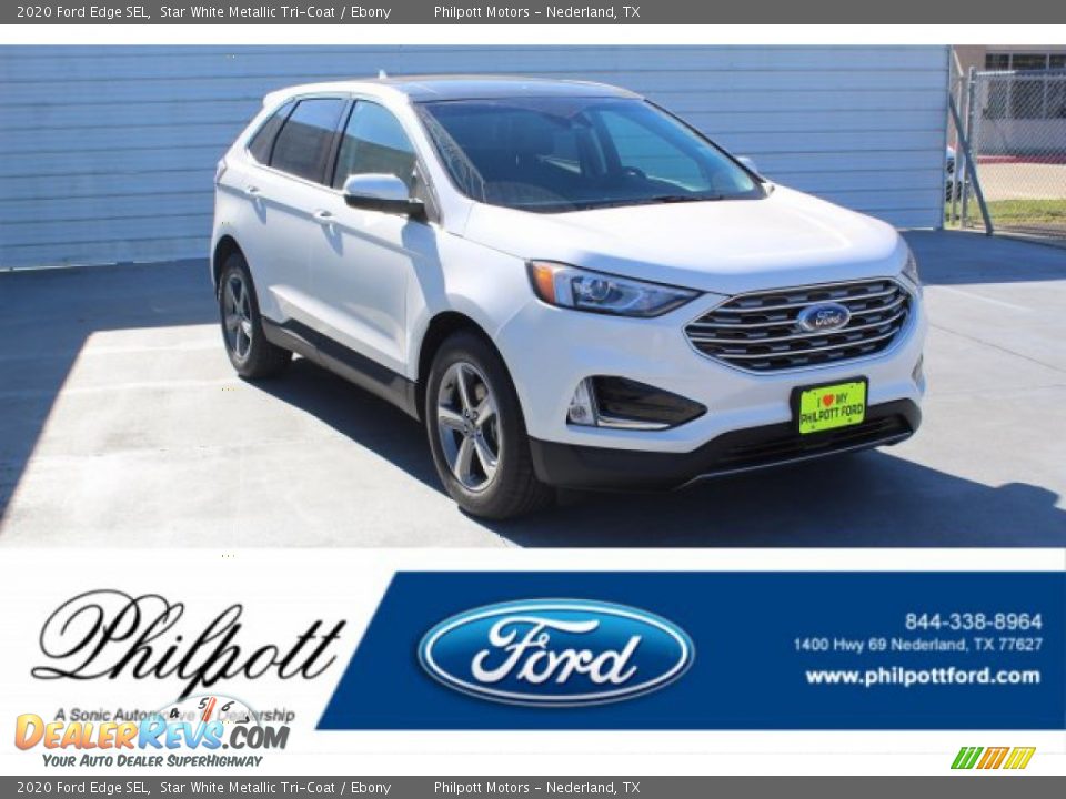 2020 Ford Edge SEL Star White Metallic Tri-Coat / Ebony Photo #1