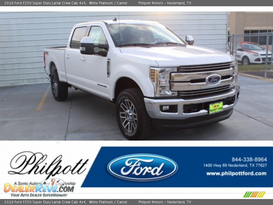 2019 Ford F250 Super Duty Lariat Crew Cab 4x4 White Platinum / Camel Photo #1