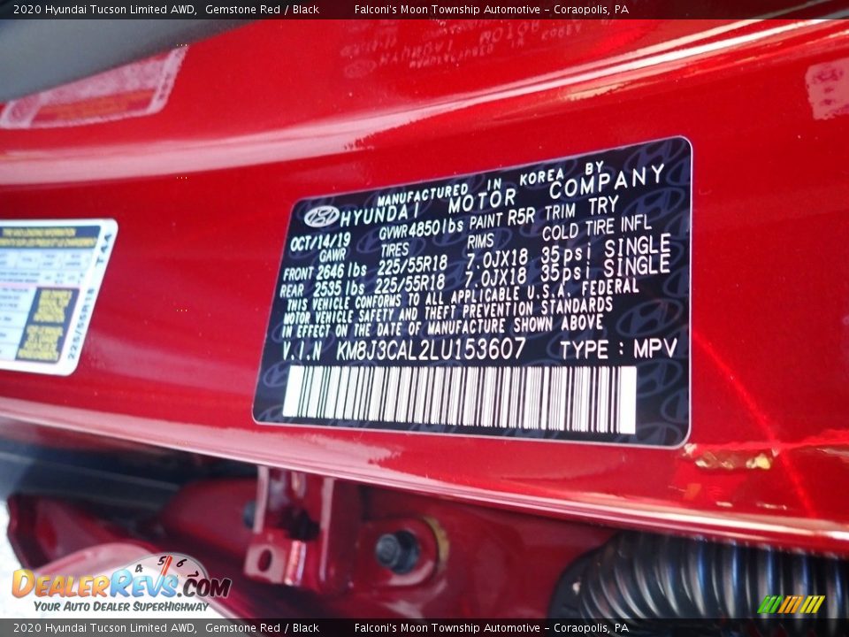 2020 Hyundai Tucson Limited AWD Gemstone Red / Black Photo #12