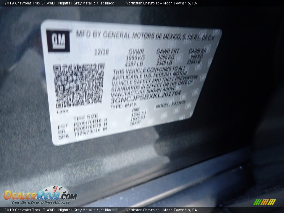 2019 Chevrolet Trax LT AWD Nightfall Gray Metallic / Jet Black Photo #16