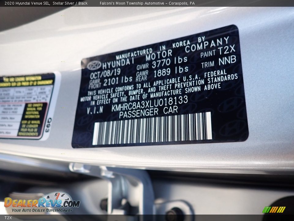 Hyundai Color Code T2X Stellar Silver