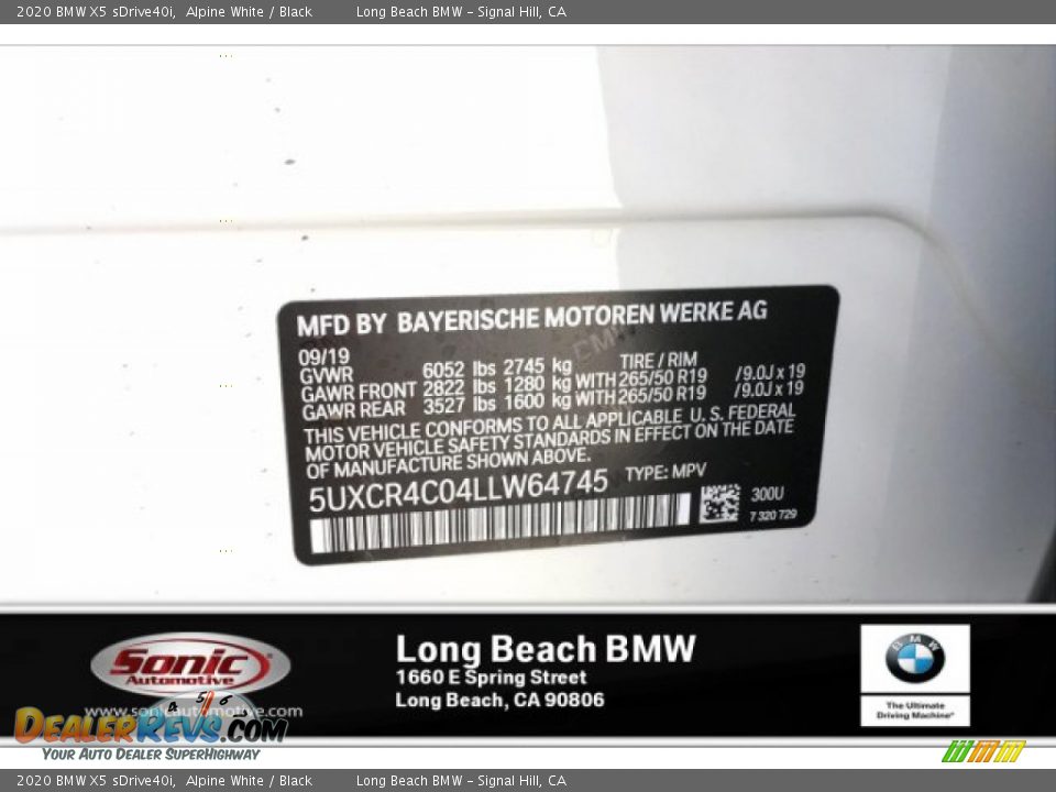 2020 BMW X5 sDrive40i Alpine White / Black Photo #11