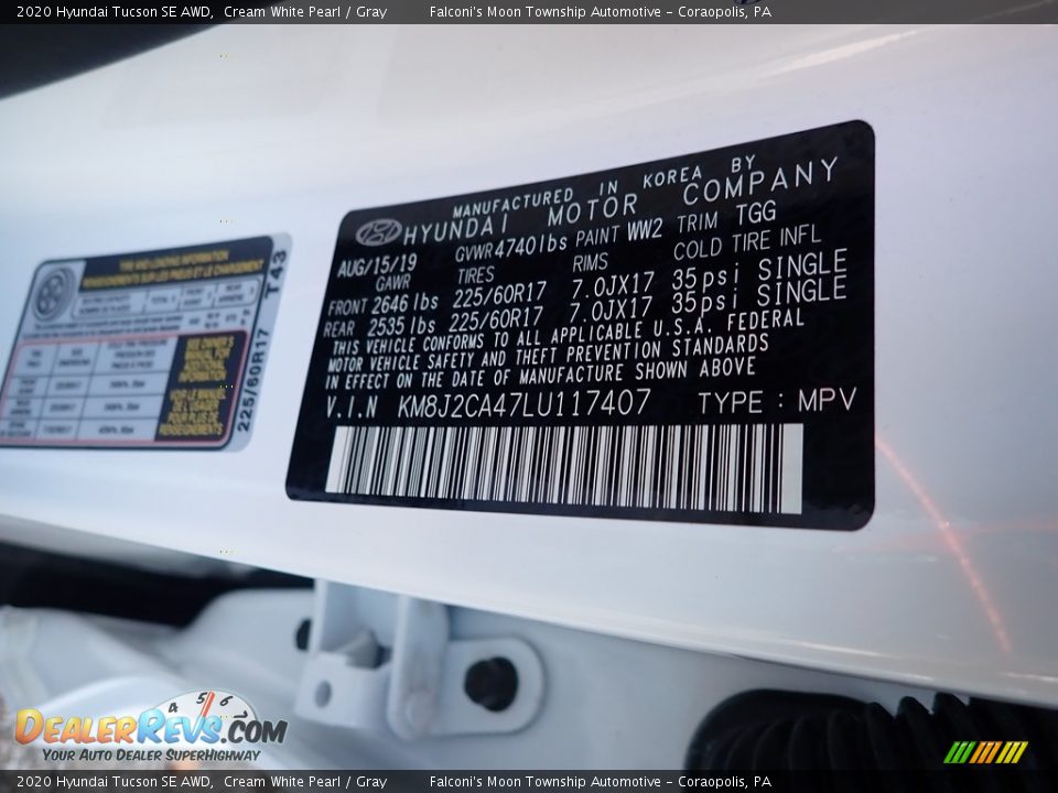 2020 Hyundai Tucson SE AWD Cream White Pearl / Gray Photo #12