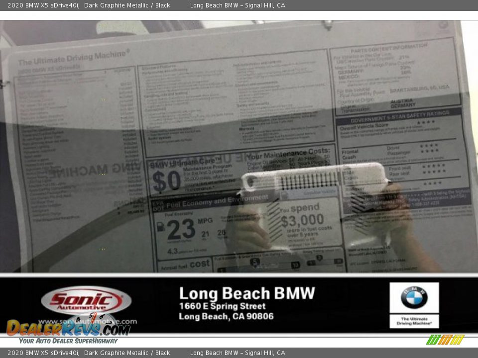 2020 BMW X5 sDrive40i Dark Graphite Metallic / Black Photo #10