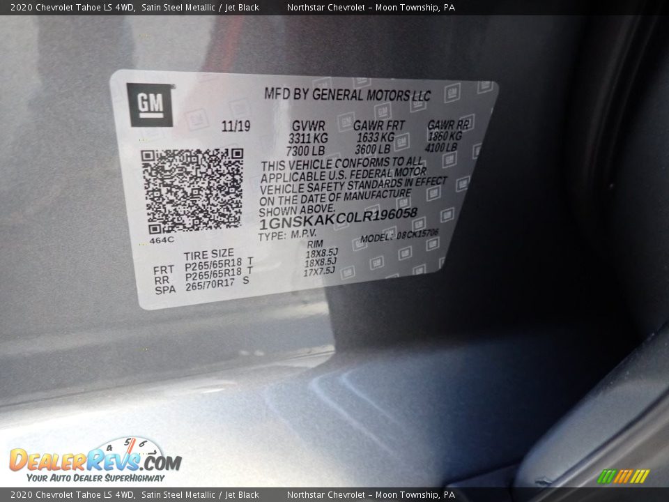 2020 Chevrolet Tahoe LS 4WD Satin Steel Metallic / Jet Black Photo #13